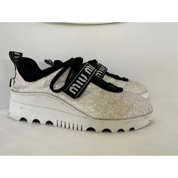 MIU MIU Glitter Platform Sneakers EU 36.5/US 6.5 - Picture 4 of 12